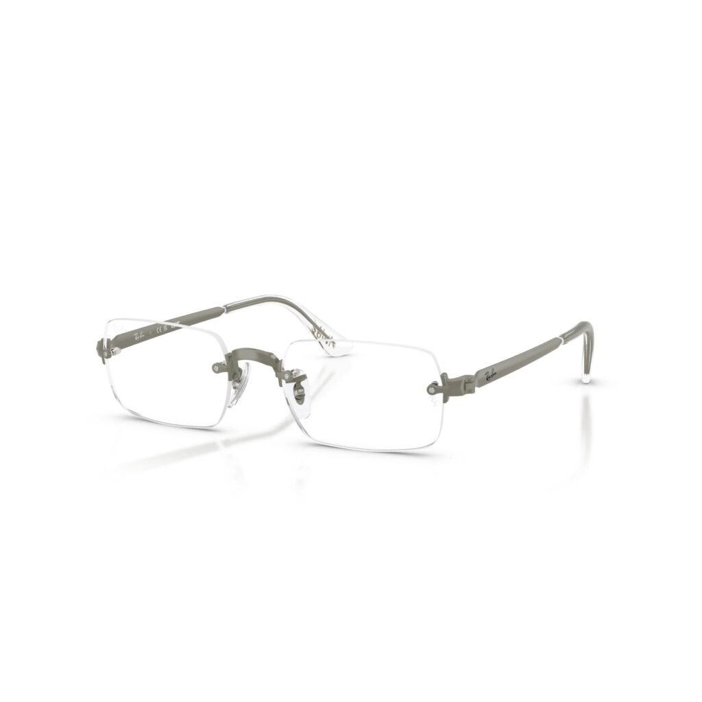 Ray-Ban × A$AP Rocky Optics RX3928V 54 3201 polished grey rimless eyeglasses, angled view