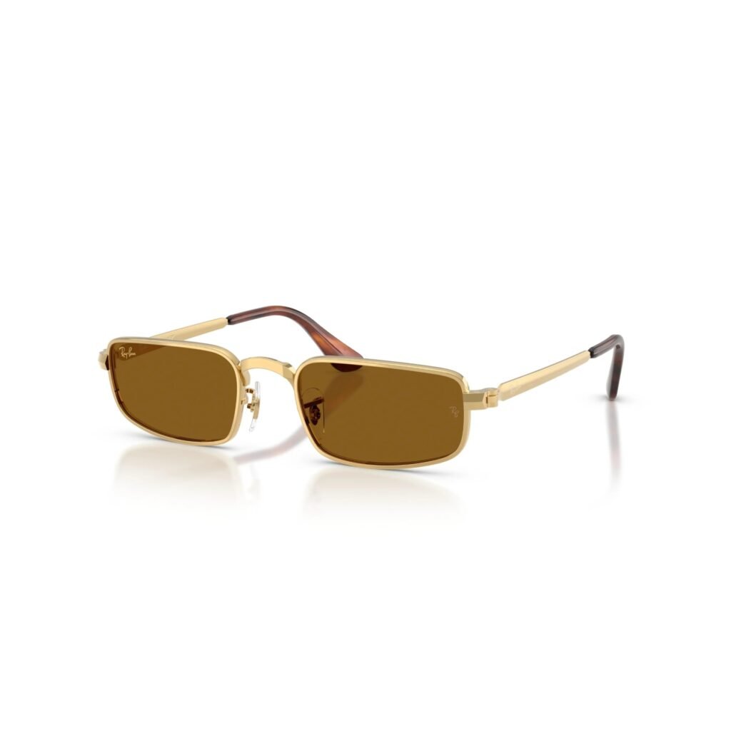 Ray-Ban × A$AP Rocky RB3927 54 001/33 arista gold sunglasses with brown lenses, angled view