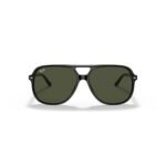 Ray-Ban Bill RB2198 56 901/31 polished black sunglasses with G-15 green lenses, angled view