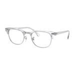 Ray-Ban Clubmaster Optics RX5154 51 2001 white transparent browline eyeglasses, angled view