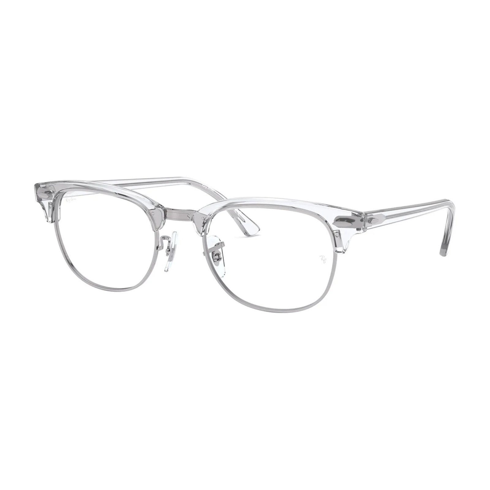Ray-Ban Clubmaster Optics RX5154 51 2001 Ray-Ban Clubmaster Optics RX5154 51 2001 white transparent browline eyeglasses, angled view