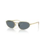 Ray-Ban RB3734 59 001/3R arista gold sunglasses with dark blue polarized lenses