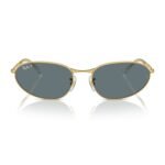 Ray-Ban RB3734 59 001/3R arista gold sunglasses with dark blue polarized lenses