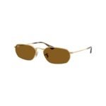 Ray-Ban RB3947 54 001/33 arista gold metal sunglasses with brown lenses, angled view