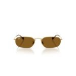 Ray-Ban RB3947 54 001/33 arista gold metal sunglasses with brown lenses, front view