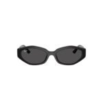 Ray-Ban RB4473D 56 667787 polished black sunglasses with dark grey lenses, front view