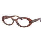 Ray-Ban RX2223V 54 2144 striped havana oval eyeglasses, angled view