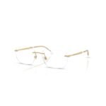 Ray-Ban RX3768V 56 2500 polished arista gold rimless eyeglasses, angled view