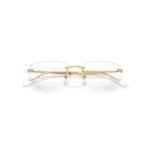 Ray-Ban RX3768V 56 2500 polished arista gold rimless eyeglasses, folded view