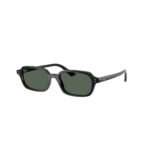 Ray-Ban Zuri RB4455 49 667771 polished black sunglasses with dark green lenses, angled view