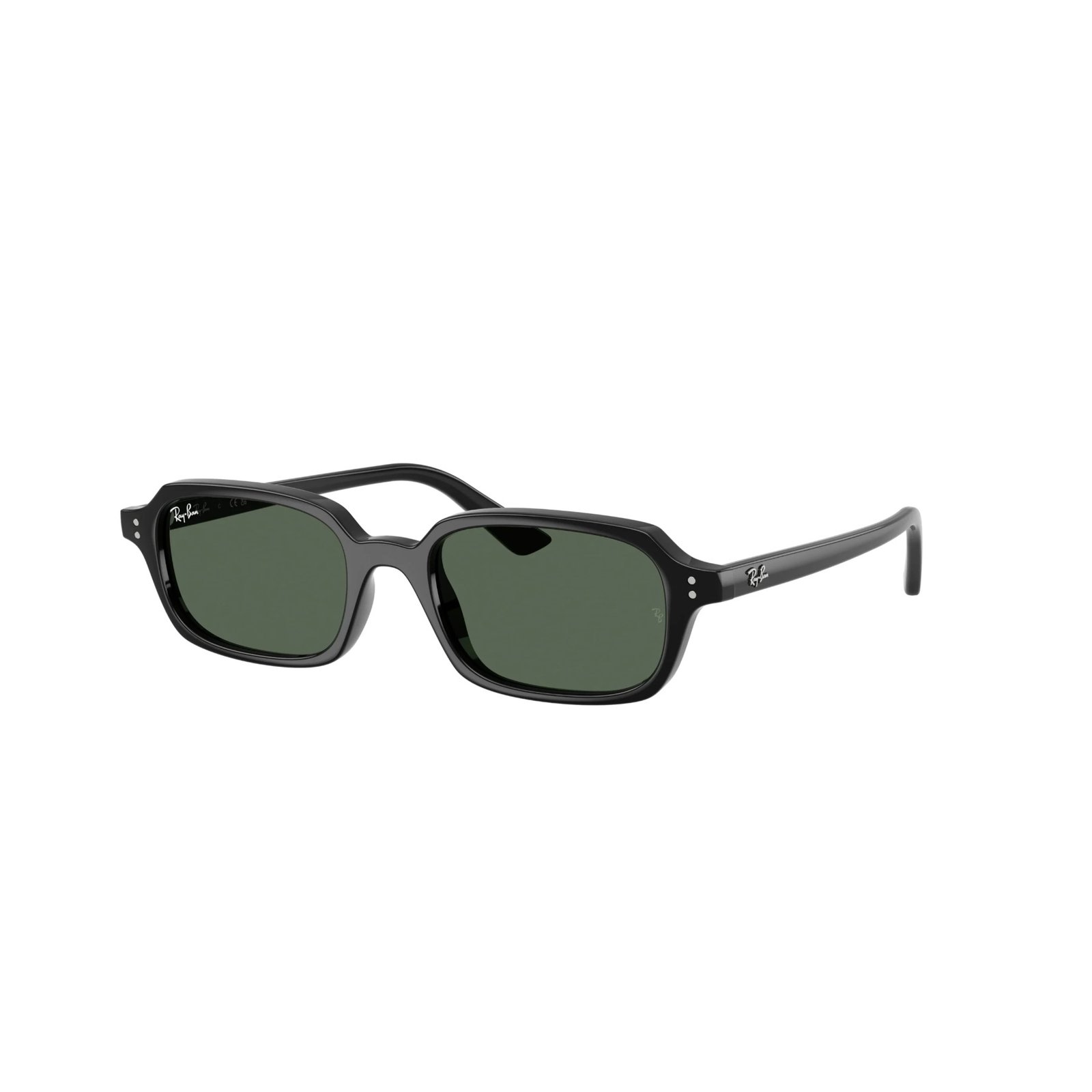 Ray-Ban Zuri RB4455 49 667771 Ray-Ban Zuri RB4455 49 667771 polished black sunglasses with dark green lenses, angled view