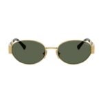 Vogue Eyewear VO4362S 54 280/71 gold oval sunglasses with dark green lenses, angled view