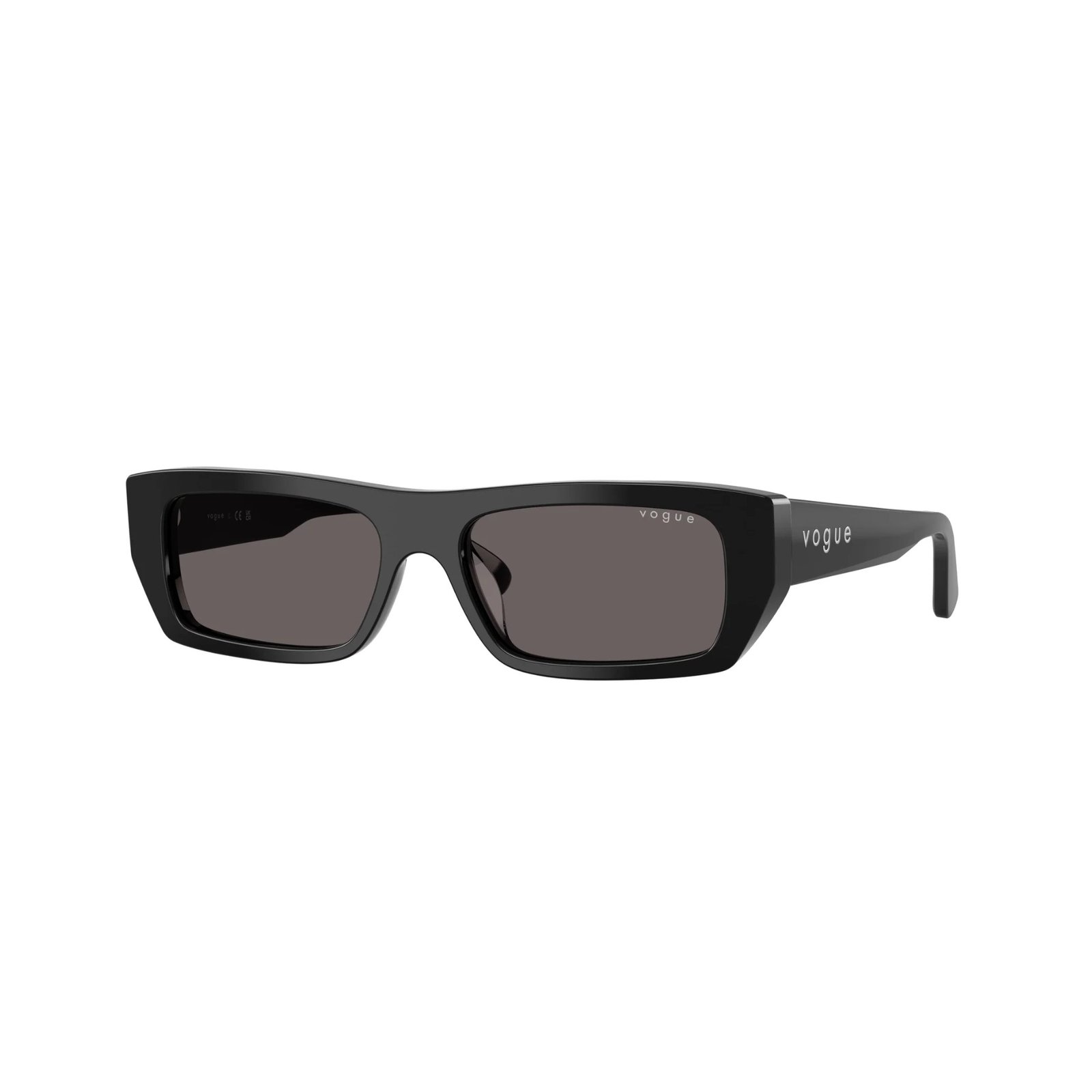 Vogue Eyewear VO5657SU 53 W44/87 Vogue Eyewear VO5657SU 53 W44/87 black rectangular sunglasses with smoke lenses, angled view