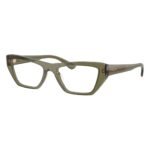 Vogue Eyewear VO5701U 53 3289 transparent olive green cat-eye eyeglasses, angled view