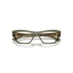 Vogue Eyewear VO5701U 53 3289 transparent olive green cat-eye eyeglasses, front view